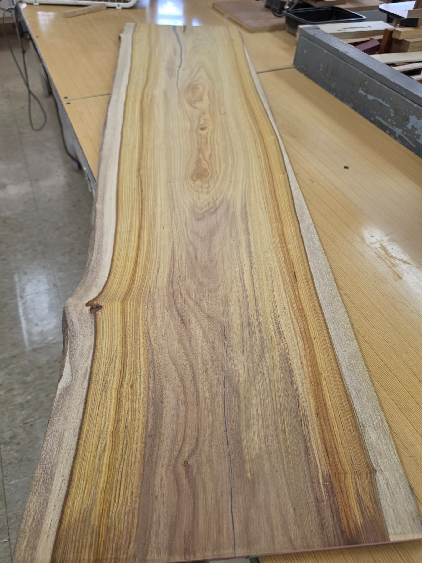 Live edge top being finished
