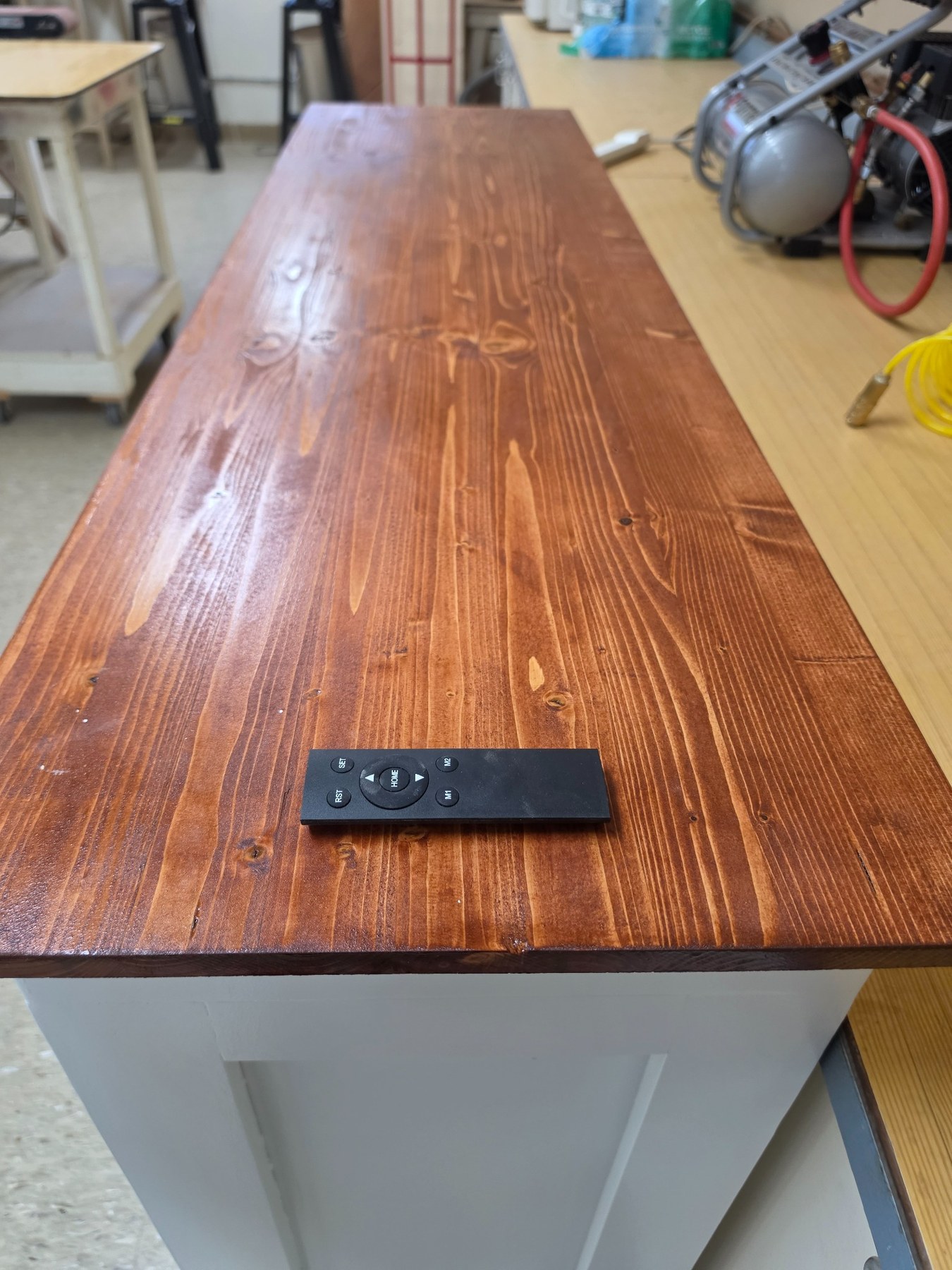 Remote control on finished wood top