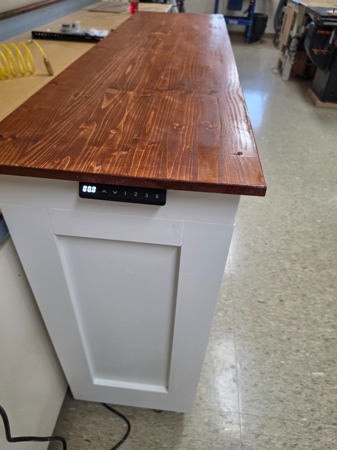 Manual control panel under wood top
